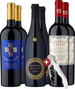 6er-Probierpaket »Samtiger Primitivo-Zauber« Inkl. Kellnermesser